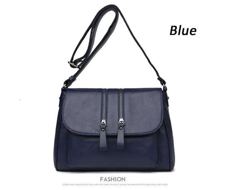 High Quality Leather Women Shoulder Crossbody Bags For Large Handbag Fashion Double Zipper Soft Ladies Bag Bolsas Femininas