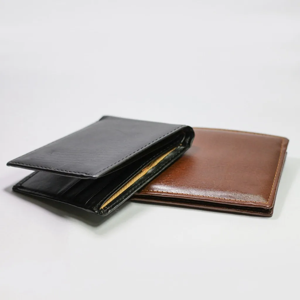 Мужские бумажники, кожаный Роскошный кошелек для мужчин из искусственной кожи, тонкие двойные короткие кошельки, держатель для кредитных карт, деловой мужской кошелек# YL5