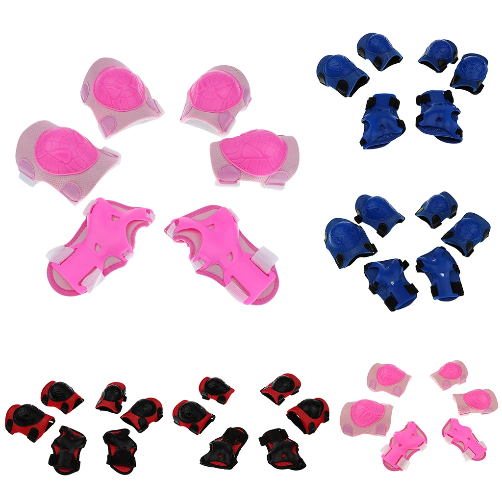 6 Pcs Kids Boy Girl Adjustable Roller Skating Skateboard Cycling Elbow Wrist Knee Pads Protector Sport Protective Gear Set | Спорт и