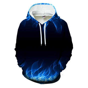 

Blue Flame Mens Hoodies 3D print Sweatshirts Velvet 3D Hoodie Fashion Woman Sweatreet Coat unisex Hood Pullover 2019 New Hot