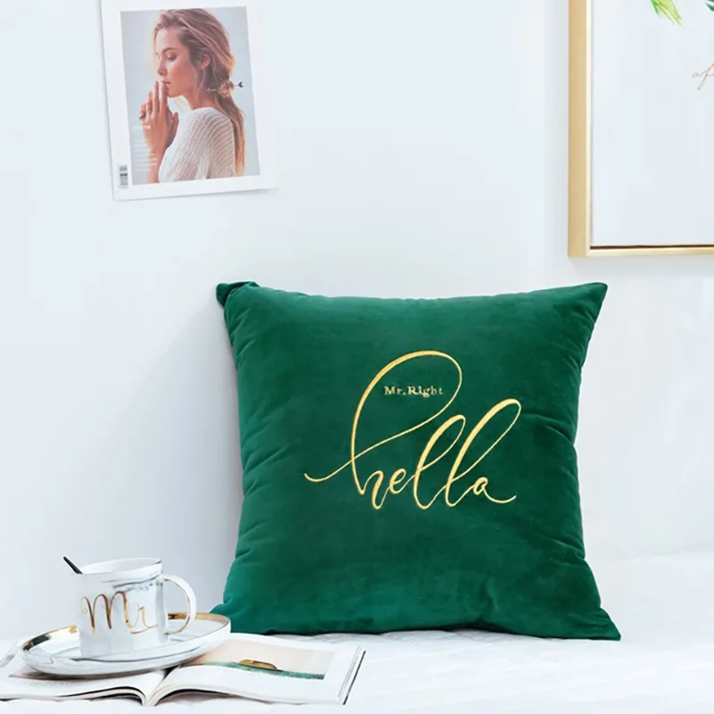 Бархатная наволочка, мягкие чехлы на подушки для дома 45x45 см, декоративный чехол для подушки, декоративные подушки для гостиной, дивана, автомобиля - Цвет: Emerald