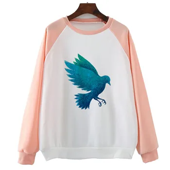 

Birds Long For The Forest Print Sweatshirts Female Harajuku Autumn Spring Vintage Long Hoodies Women Tops