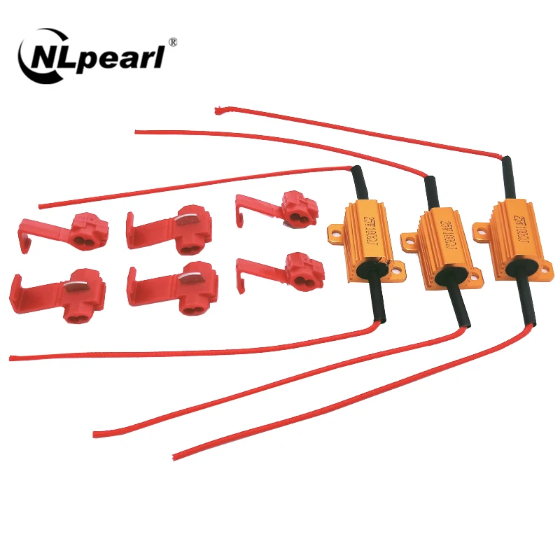 Nlpearl 2x50w led decodificação resistor h1 h3 h7 h11 9005 9006 carga resistor cancelador de erros decodificador canbus livre fiação cancelador