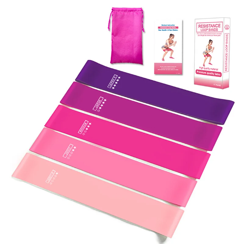 5pcs Natural Latex Resistance Loop Fitness Equipment Elastic Band Yoga Belt