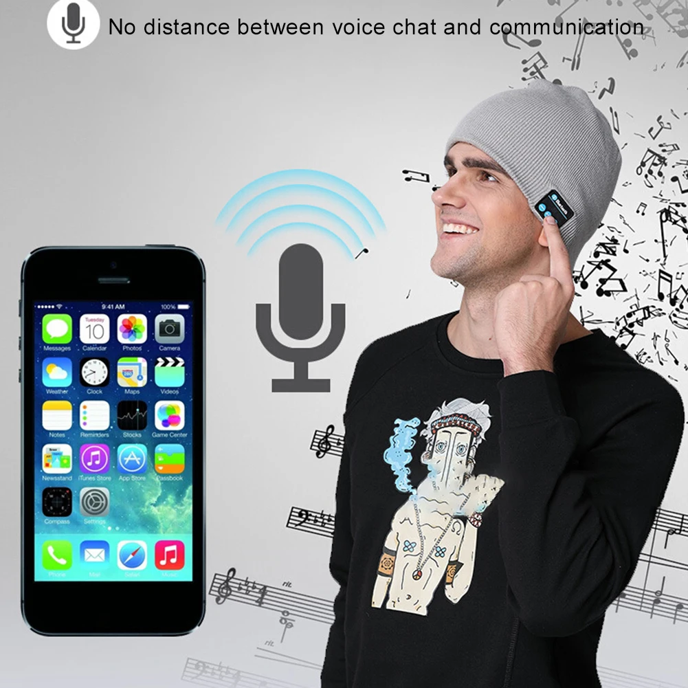Bluetooth Beanie V5.0 шляпа беспроводные наушники HD стерео колонки Встроенный микрофон