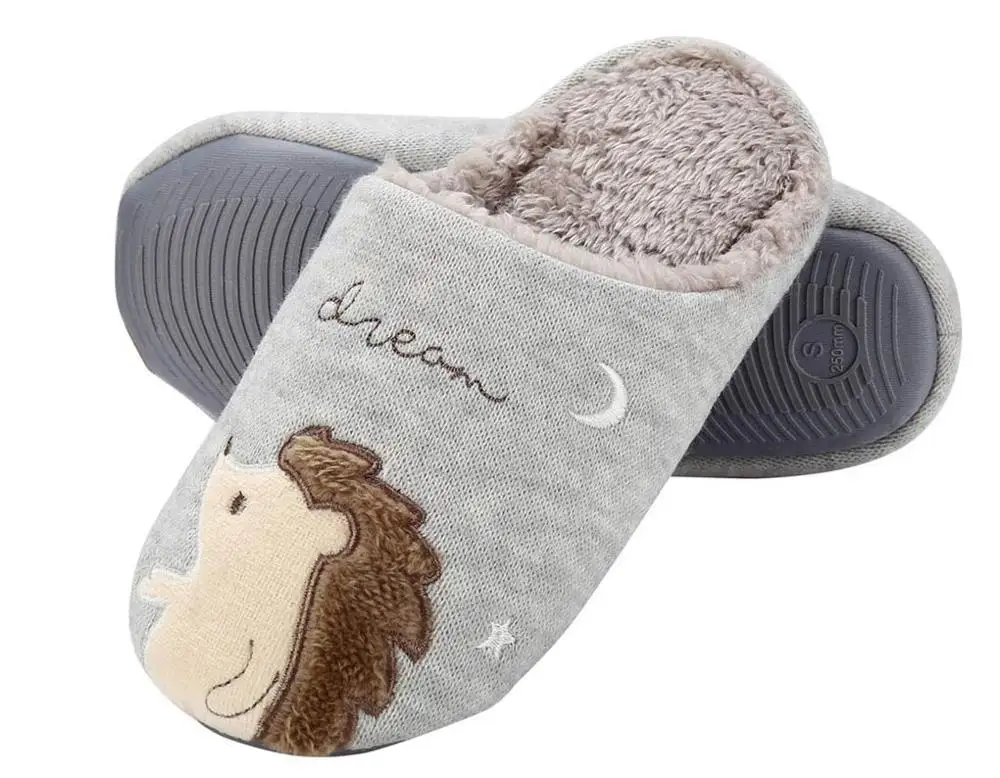 

New High Quality Hedgehog Slippers Warm Memory Foam Cotton Home Animal Slippers Soft Fleece Plush House shoes Indoor