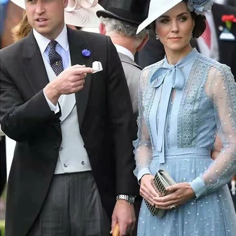 Kate Middleton, длинное платье, высокое качество, новинка, женская мода, для работы, вечерние, сексуальные, винтажные, элегантные, шикарные, с вышивкой, платья с длинным рукавом