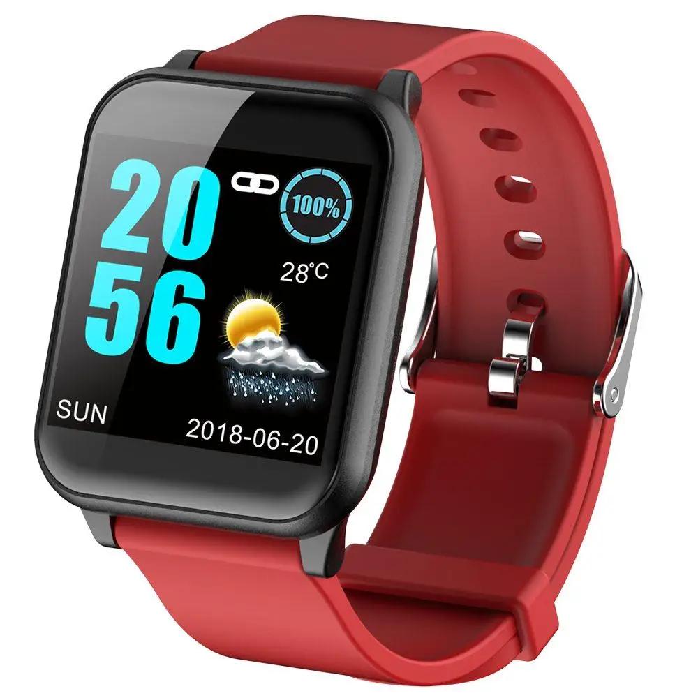 Смарт-браслет Makibes B02 1," ips стеклянный экран фитнес-трекер Браслет IP67 водонепроницаемый спортивный браслет для измерения артериального давления Смарт-часы - Цвет: red