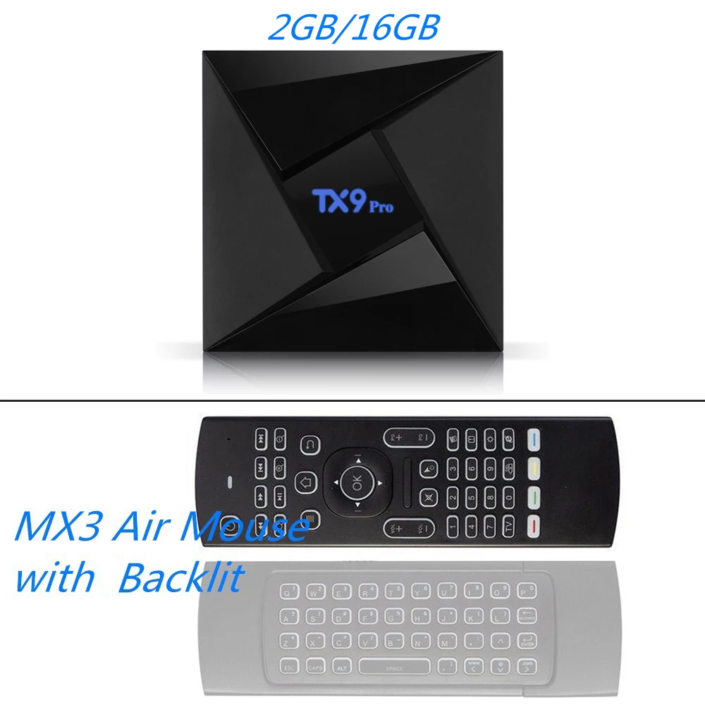 2GB 16GB MX3 Backlit MAAT 3 ГБ ОЗУ 32 ГБ Смарт медиаплеер 2 Гб ОЗУ 16 Гб Восьмиядерный процессор Amlogic S912 ТВ-приставка 2,4G/5G Wifi 4K TX9 Pro Android 7,1 - Цвет: 2GB 16GB MX3 Backlit