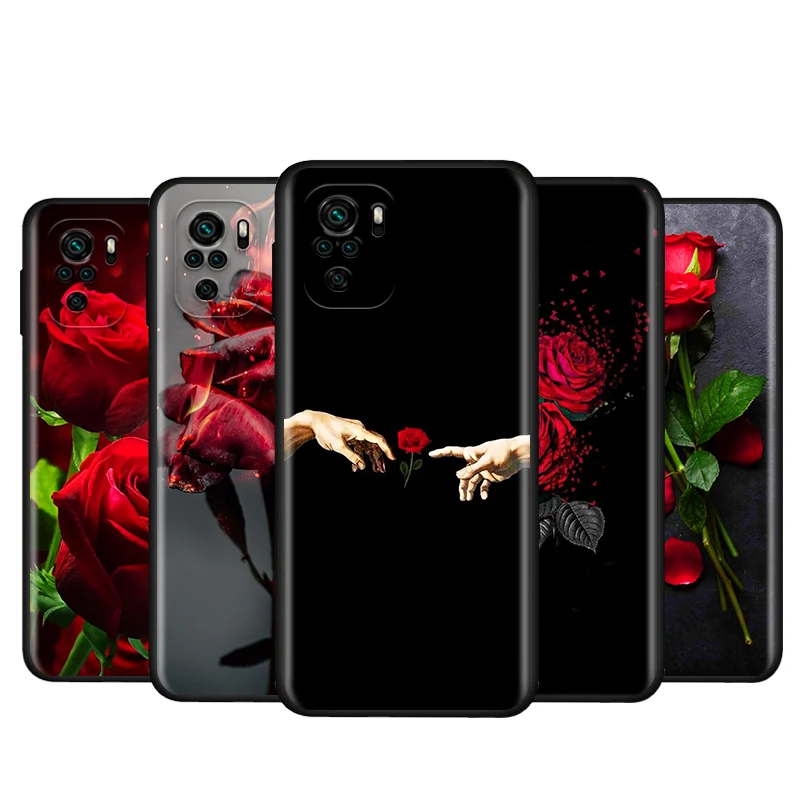 Чехол для Xiaomi Redmi Note 10S 10 9 9S 9T 8T 8 7 6 5 Pro Max 5A 4X 4 5G силиконовый с красными розами |