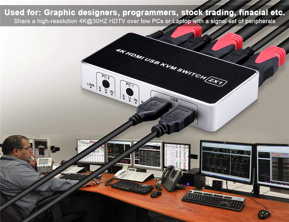  2020 4K 60Hz KVM Switch HDMI 2 Port HDMI KVM Switch USB PC Computer KVM Switch Keyboard Mouse Switc
