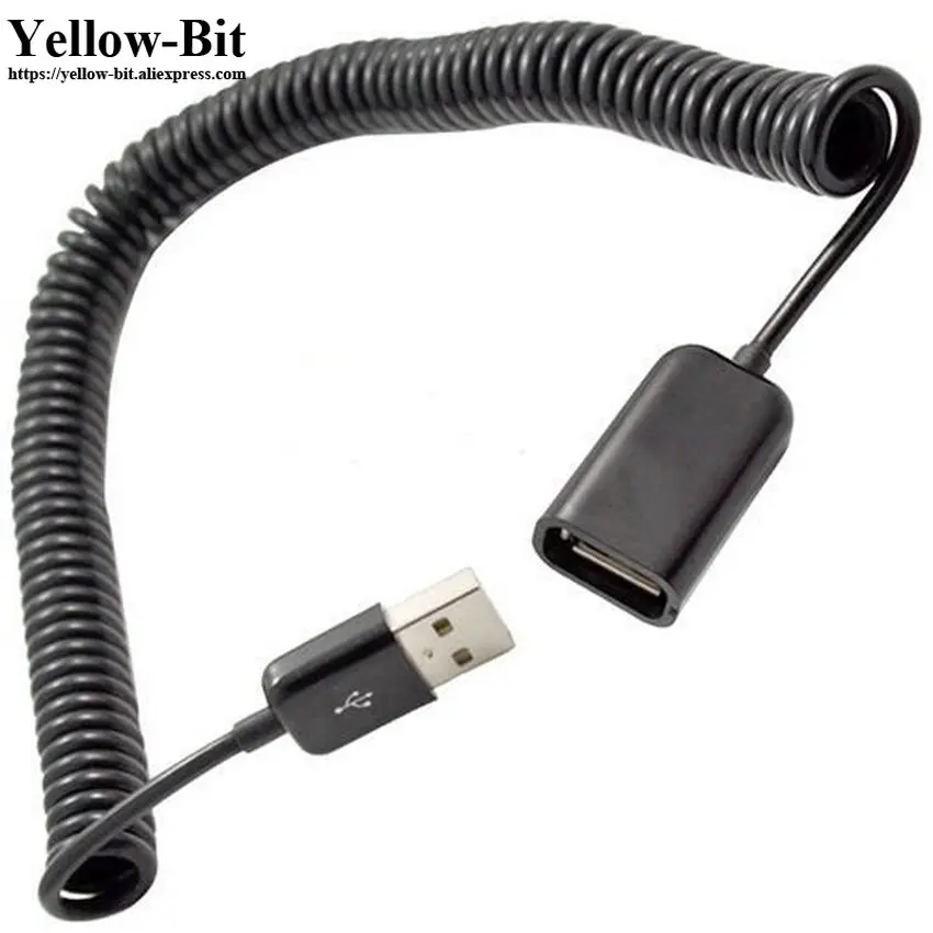 

USB 2.0 Expansion Spring Coiled Cable Spiral Flexible Active Extension USB 2.0 A-Male to A-Female for Printers, Cameras, Mouse