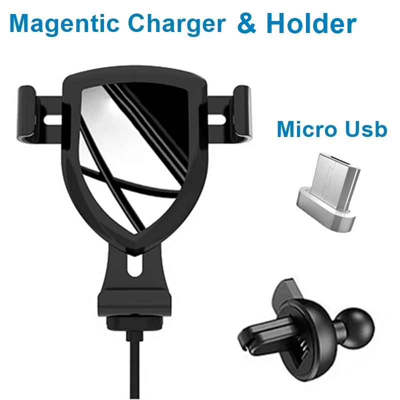 Tongdaytech магнитный автомобильный держатель для телефона, держатель для телефона в машину, Магнитная подставка для сотового телефона, крепление на вентиляционное отверстие для Iphone, samsung, Xiaomi - Тип штекера: For Micro USB