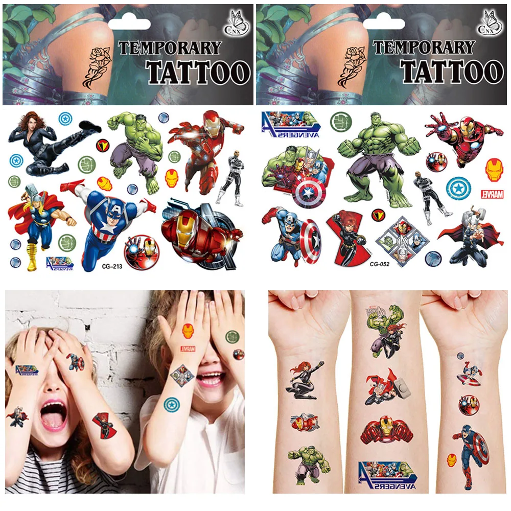 Marvel Iron Man Avengers Originales Tattoo Sticker 1PCS Action Figure Cartoon Kids Girls Christmas Birthday Gift | Игрушки и хобби