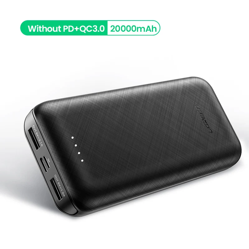 without pd Ugreen внешний аккумулятор 20000 мАч, быстрое зарядное устройство для телефона, быстрая зарядка 4,0 QC3.0, портативный внешний аккумулятор для iPhone 11, XiaoMi PD, внешний аккумулятор - Цвет: without pd
