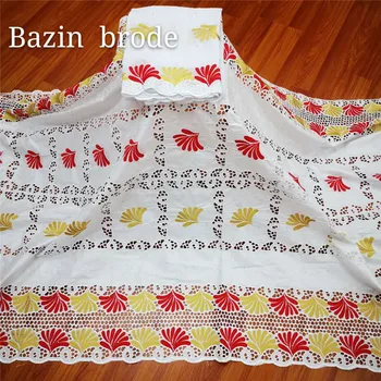 

XIUYSAI African Bazin Riche Fabric High Quality Guinea Brocade Bazin Brode Lace Fabric Embroidery Swiss voile Lace Fabric 5+2