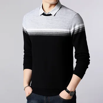

fashion 2020 new spring and autumn long-sleeved t-shirt men's striped bottoming shirt ws167