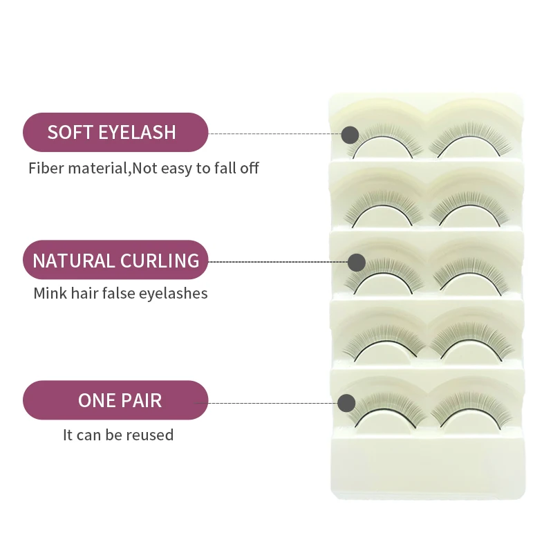 NATUHANA 1 세트 연습 가짜 속눈썹 5 쌍 세트 초보자를위한 수제 훈련 속눈썹 미용실 학생 연습