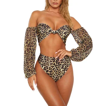 

Summer Women Leopard Print Bikini Set Sexy Push Up Padded Swimwear High Waist Swimsuit 2020 Swimming Suit For Women Fashion