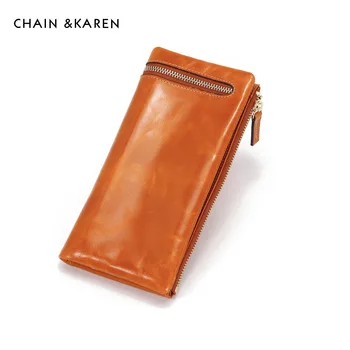 

Women's wallet leather leather long multi card large capacity hand bag RFID anti theft brush mobile phone bag grab bag