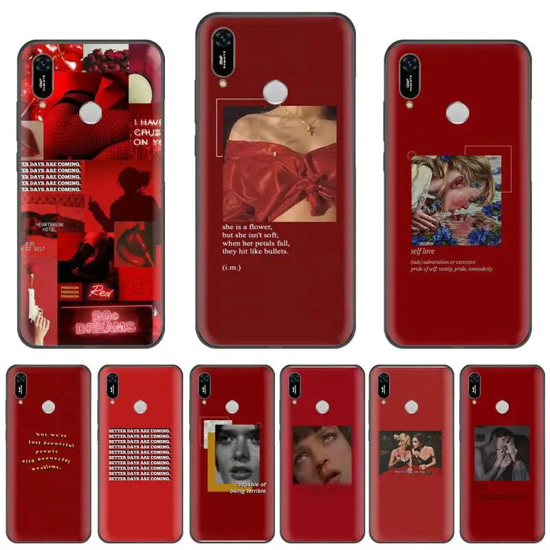 

Retro red pattern art lyrics aesthetic Phone Case For Huawei NOVA 2 2i 2s 3i 4 4e 5 plus P10 lite 20 P20 pro honor10