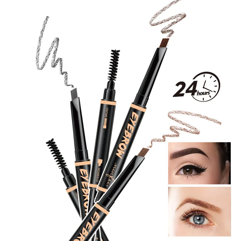 

3 Colors Professional Double Ended Eyebrow Pencil Lasting No Blooming Rotatable Eyebrow Pen Smooth Gray Eyebrow Enhancer TSLM2
