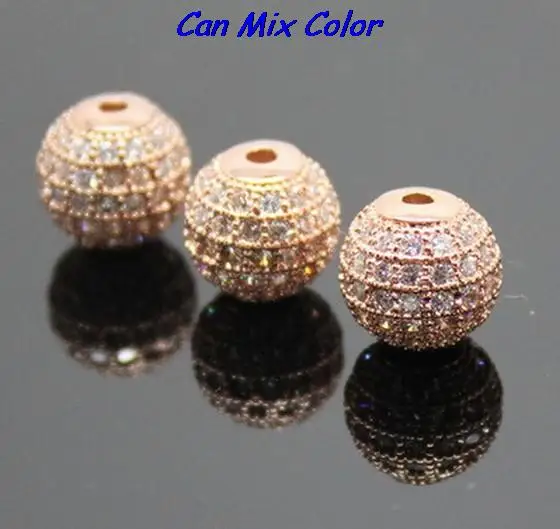 

10mm nyrt3e Ball bead spacer findings Boutique Micropave Round Shape Beads, Zircon micro inlay Beads,Brass Zircon bead