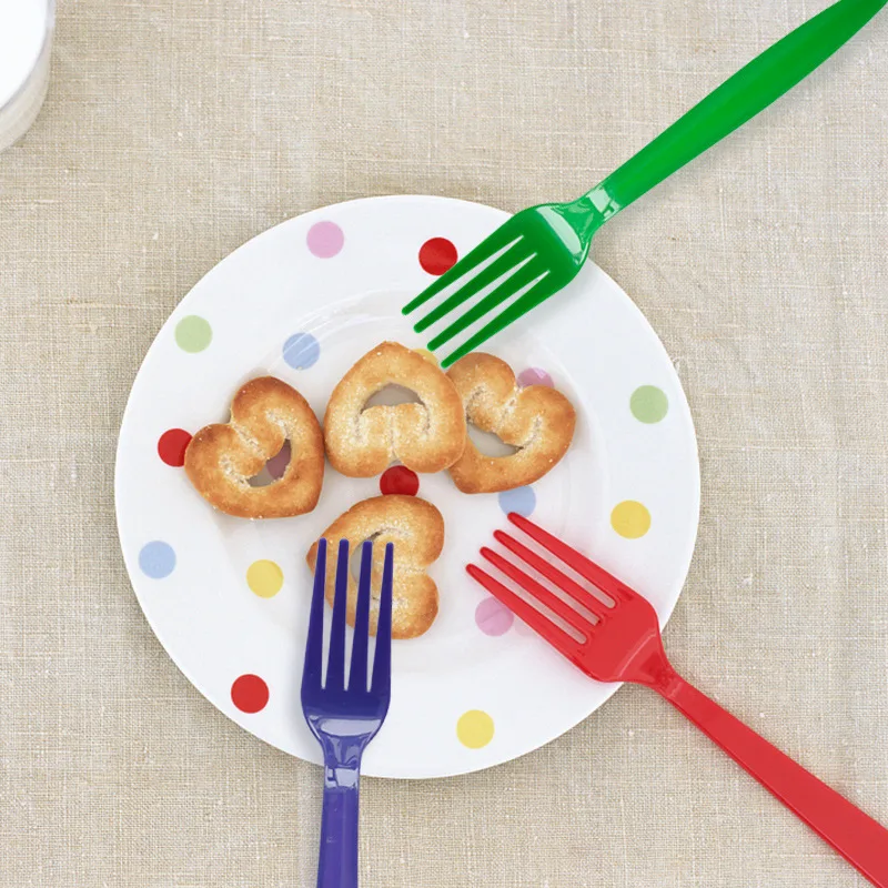 10Pcs Disposable Frosted Thickened Knife Fork Plastic Fruit Scoop Cake Dessert Trident Scoop Party Outing Picnic C1188 c