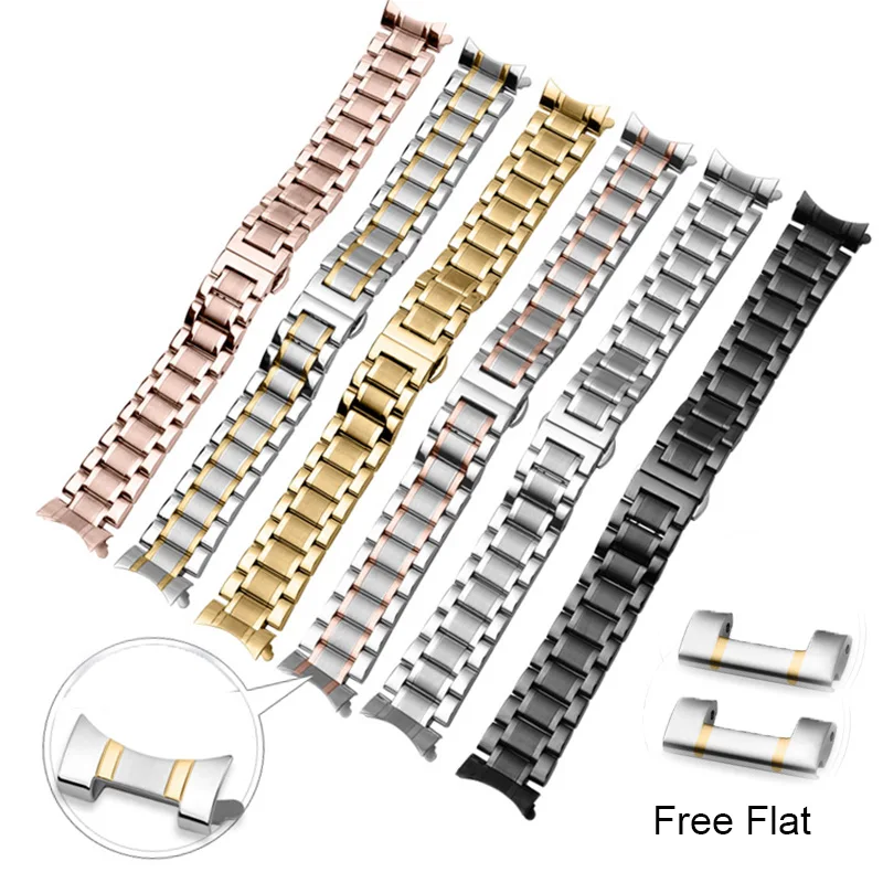 Premium Stainless Steel Curved End Watchband Strap
