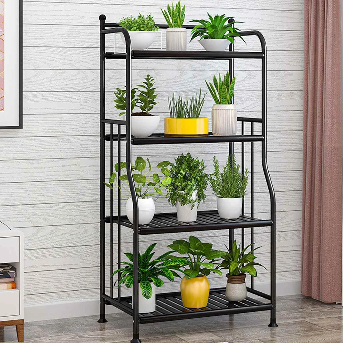 US $50.84 4Tier Steel Wire Shelving Unit Organizer Rack Holder Home Kitchen Storage Shelf Bookshelf Storage Display Plant Flower Shelves