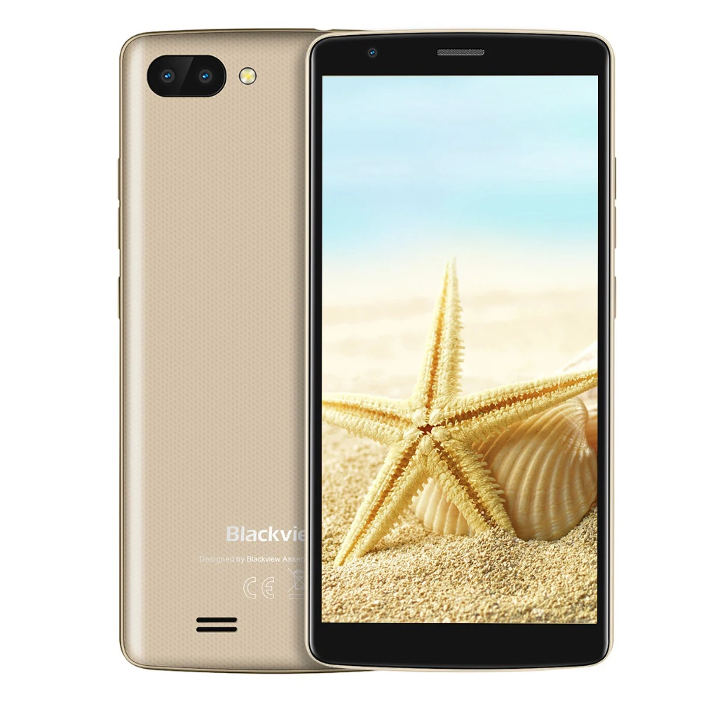 Blackview A20 смартфон 5," 1 Гб+ 8 Гб MTK6580M четырехъядерный Android GO 18:9 экран 3G Две sim-карты модный тонкий мобильный телефон - Цвет: gold