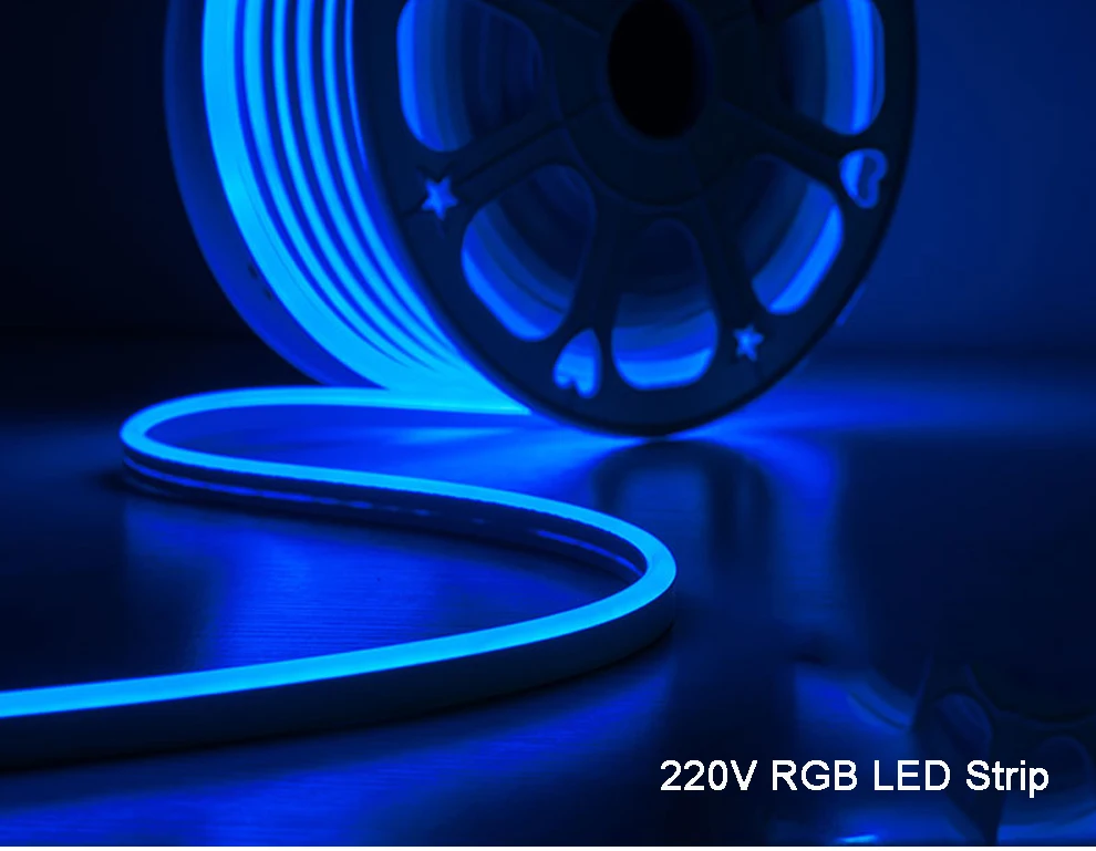 Цветная(RGB) светодиодная лента светильник неоновый светильник 220V SMD 5050 Водонепроницаемый гибкие Фея светильник ing с Мощность штепсельной вилки