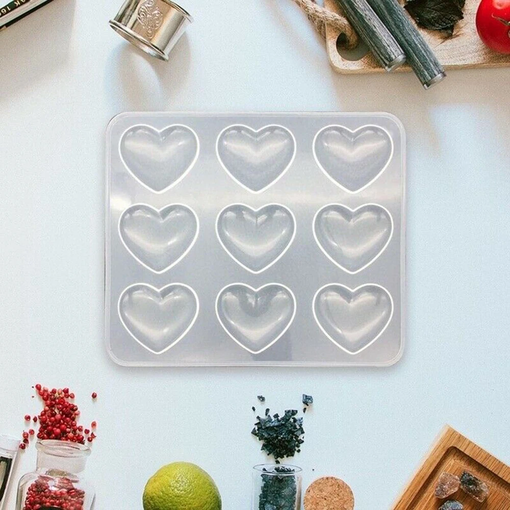 

Silicone Mold 9pcs Heart DIY Epoxy Resin Crafts Jewelry Making Handmade Tools Mirror Crystal Molds Cake Fondant Chocolate