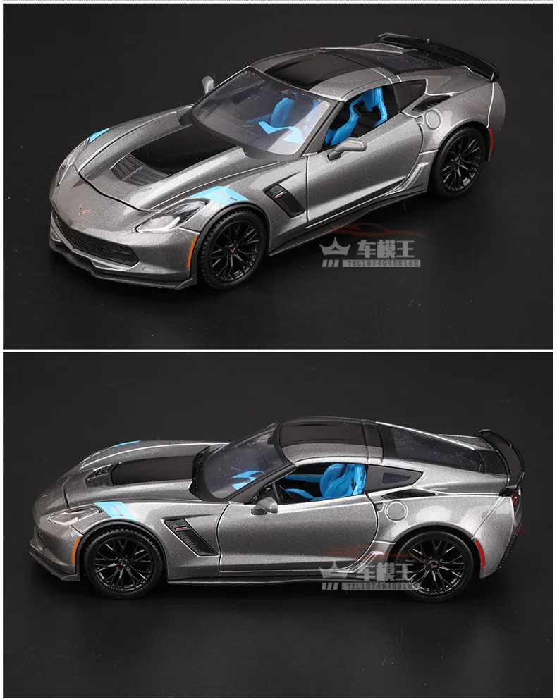Масштаб 1:24 Chevrolet Corvette Z06 ZL1 имитация литья под давлением металлическая модель автомобиля сплав автомобиль игрушки для мальчиков подарки коллекция Горячая колесо