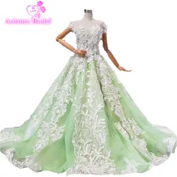 3d со сказочным цветком Выпускные платья, аппликации из кружева цвета шампанского зеленый контраст разноцветная одежда с длинными рукавами