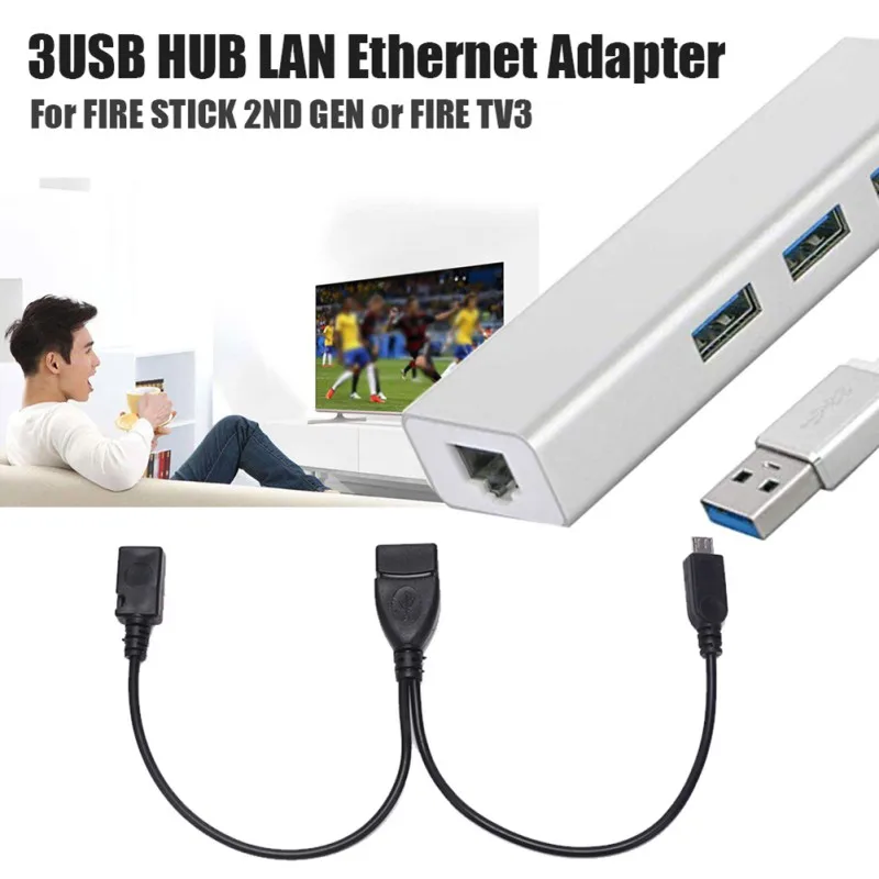 3 порта usb хаб LAN Ethernet соединитель & OTG адаптер для Amazon Fire (Gen 2 и 4) новое