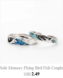 Парные кольца в виде летающей птицы, рыбы, сладкой романтической любви, 925 пробы, серебряные женские кольца с изменяемым размером SRI412