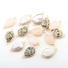 Натуральный камень агаты кулон в форме капли воды форма Соединитель с двумя отверстиями DIY для ожерелья или ювелирных изделий Размер 27*14*8 мм