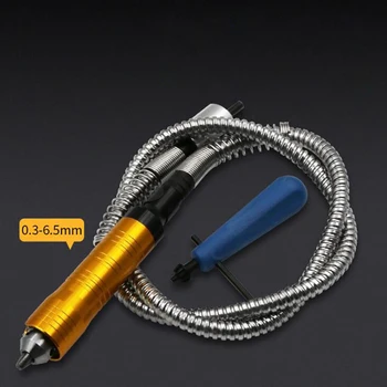 

Rotary Tool Grinder 0.3-6.5mm with Chuck Key, Black Rubber / Silver Stainless Steel Flexible Shaft Adapter Attachment