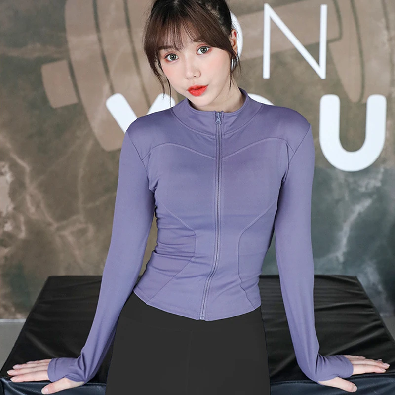 Collar Smooth Zipper Long Sleeve Shirts 