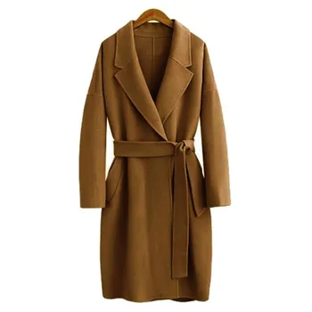 

Winter Women Jacket Oversize Lapel Cashmere Wool Blend Belt Coat Outwear Jacket Female Coat Outwear #1023
