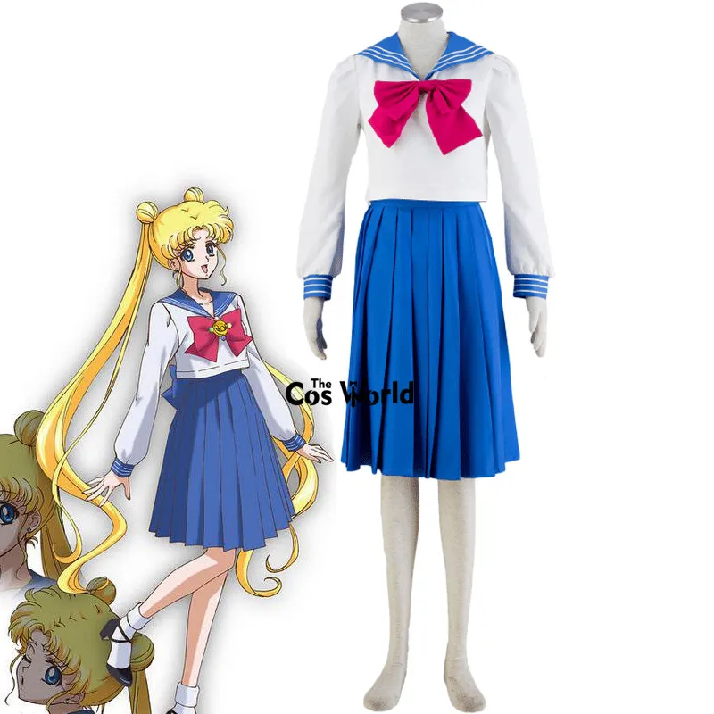 Moon Tsukino Usagi School Uniform Sailor Suit Tops Skirt Outfit Anime Customize Cosplay Costumes