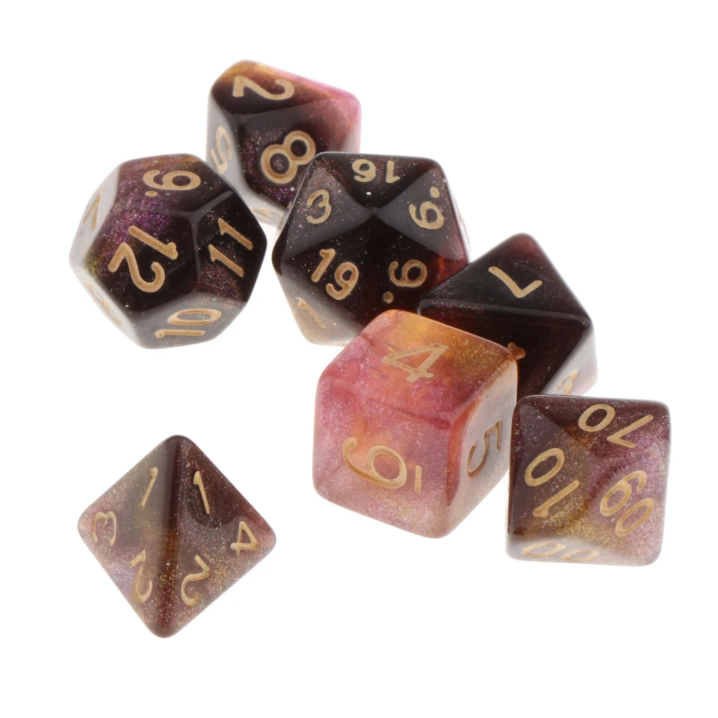Pack of 7 Polyhedral Dices Table Board Games Party KTV for Dungeon and Dragons Polyhedral Dice Games DND Dice Set Kids Math Toys