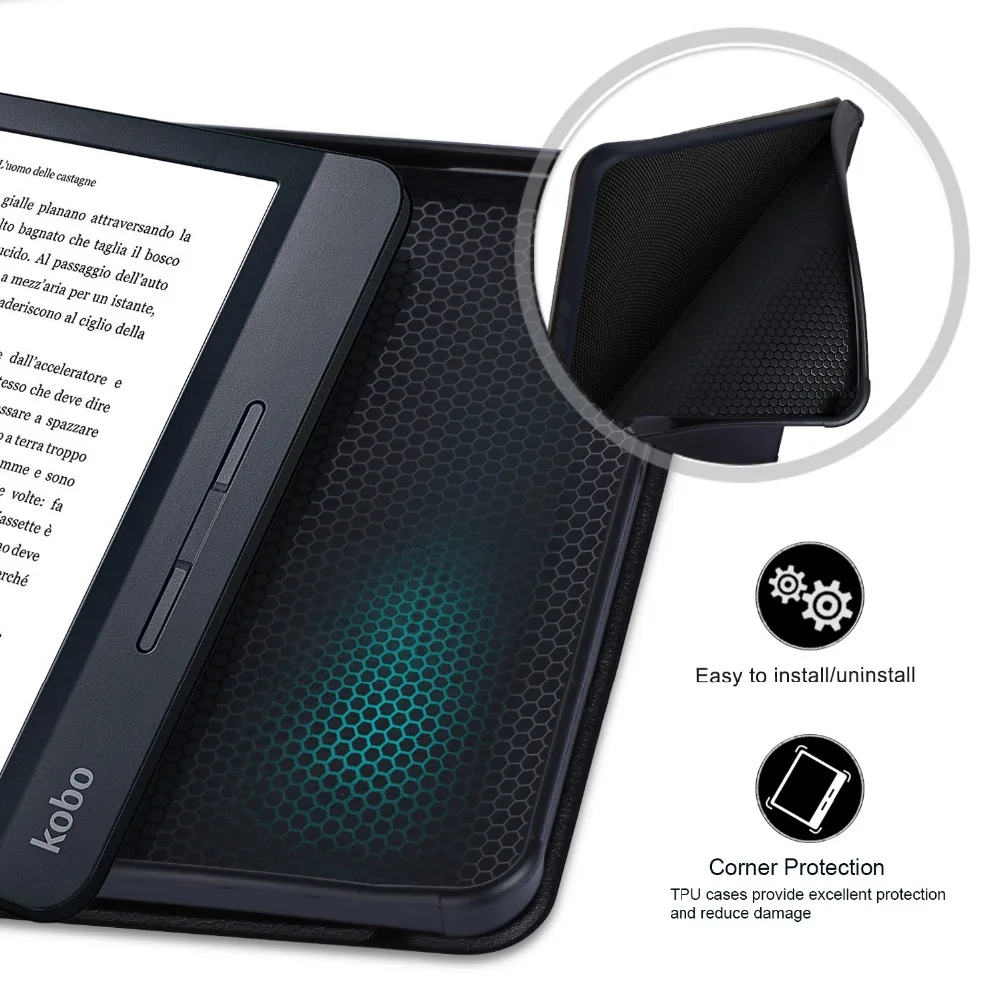 Чехол GLIGLE auto-sleep/wake для KOBO Libra H2O чехол для электронной книги чехол для KOBO N873+ стилус+ пленка для экрана