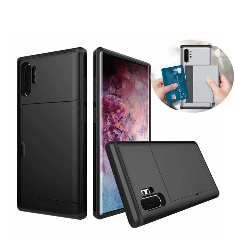 

For Samsung Galaxy Note 10 Plus Luxury Rugged Armor Wallet With Card Slots Storage Cover Funda Soft Silicone Case Note 10 10+