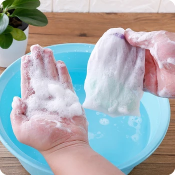 

1PCS Nylon Soap Net Small Drawstring Exfoliating Mesh Soap Saver Pouch Bag Sack Net Soap Net Bathe Cleaning Gloves Hanging