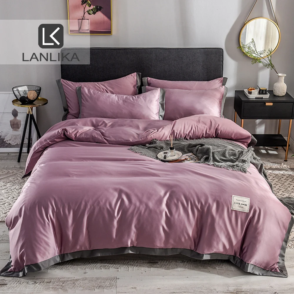 Lanlika роскошный комплект постельного белья 100% шелк комфортный чехол шелковистая