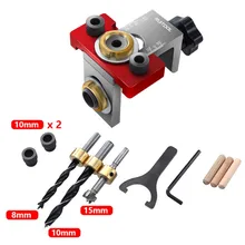 

3In1 Jig Aluminum Alloy Dowel Jig 8/10/15mm Drill Guide Locator Woodworking Drilling Positioning Device DIY