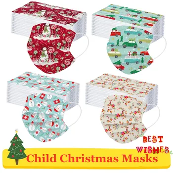 

50PCS Child Medical Mask Disposable Face Masks Surgical Mouth Mask Kids Christmas Mask 3 Layer Anti-Dust Masks Fast Delivery