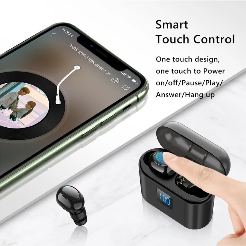 Touch Bluetooth 5 0 Earbuds TWS Smallest Wireless Earphones 8D Stereo Sports Headsets 360mAh Charging Case LED Display